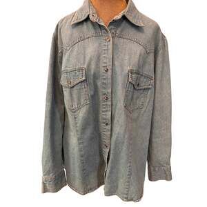 Five Star Roper classic denim snap front shirt 1x Western casual country cotton